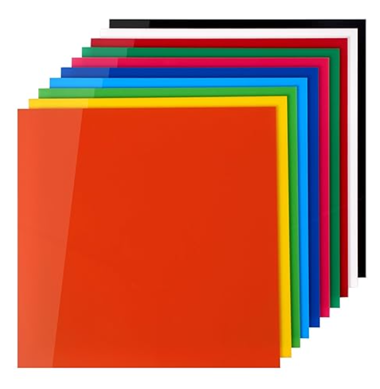 Pack of 10 Colored Acrylic Sheet 12" x 12" Cast Plexiglass Square 1/8" Thick (3mm) Laser Cut this Selects.